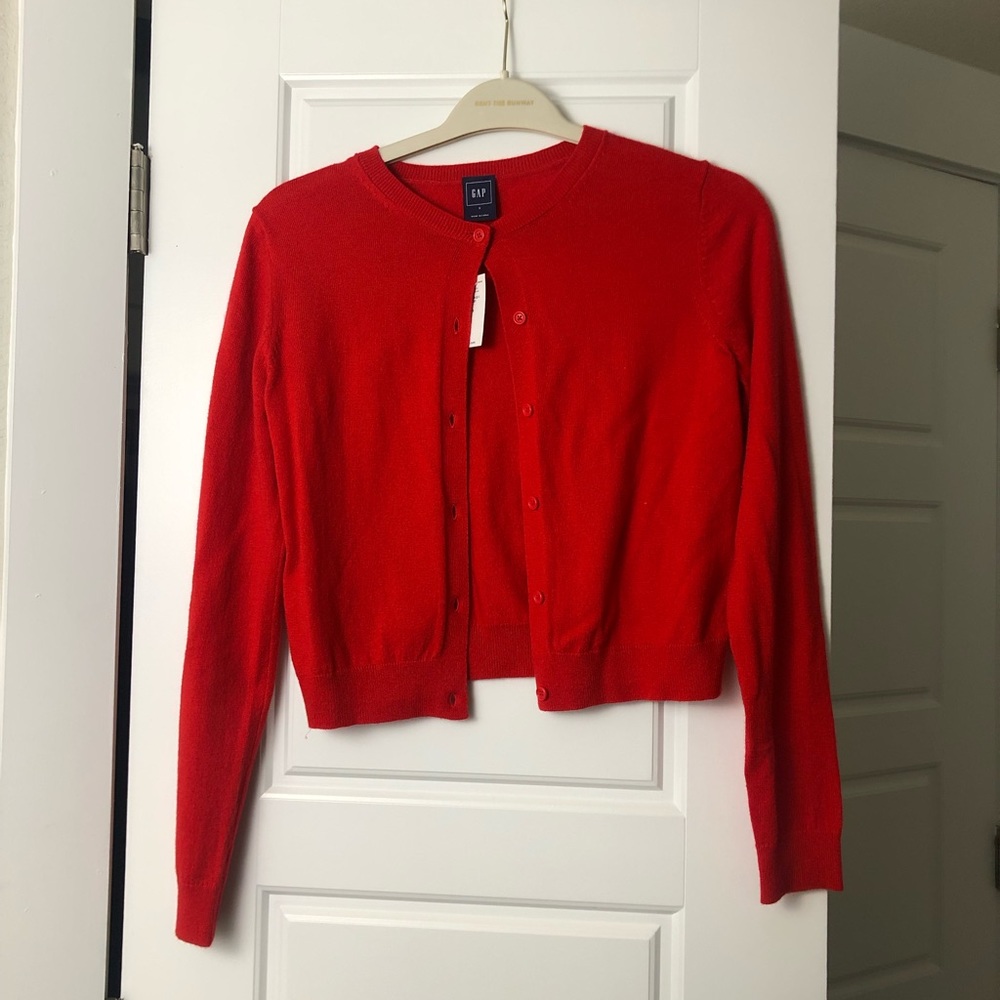 NWT Cropped  Red Gap Cardigan
